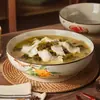 Conjunto de Tigelas Cerâmicas de Alta Qualidade, Grande Capacidade, Estilo Chinês Retrô para Uso Doméstico, Incluindo Tigelas para Sopa, Tigelas para Macarrão e Louças
