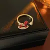 Anillo Abierto de Caballo con Goteo de Aceite de Zirconia, Moderno y Exquisito, Anillo Versátil para el Dedo Índice, Lujo Ligero, Sensación de Alta Gama, Joyería Elegante para Manos al por Mayor