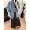 Moand Início da Primavera Novo Estilo Francês Fivela Dourada Bolso Duplo Solto Casual Empilhado Camisa Jeans Jaqueta MQ0358