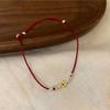 Pulsera de Cuerda Roja Tejida Vintage Estilo Chino Cobre para Mujer Nicho de Alta Gama Personalidad Moda Elegante Combinable Pulsera Pulsera