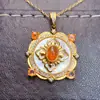 Venta al por mayor de fábrica Popular Colgante de Ópalo de Fuego Natural Plata S925 Incrustado Piedra Principal 5*7 Joyería de Lujo Venta Directa de Fábrica