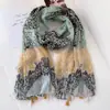 Super Delicado como Fada~ Lenço Feminino para Primavera, Outono e Verão, Xale para Ar Condicionado, Lenço Versátil Protetor Solar de Praia, Lenço de Algodão Linho Seda para Proteção do Pescoço