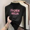 Y2310# Terciopelo alemán cálido ropa de mujer y niño cuello semi-alto camiseta interior primavera y otoño niños grandes estilo extranjero en otoño e invierno