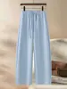 Pantalones de pierna ancha de algodón Tencel para mujer, nuevo estilo de otoño, 2026, de moda, cintura alta, sueltos, con caída, casuales