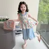 Conjunto de Ropa para Niñas 2026 Verano Nuevo Estilo Top Floral sin Mangas para Niñas Pequeñas Conjunto de Ropa de Verano Conjunto de Ropa para Bebé