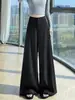 Calça de alfaiataria feminina de perna larga de alta qualidade, novo modelo outono 2026, cintura alta, modeladora, adequada para corpo tipo pera, com efeito de caimento e design até o chão
