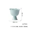 Taza Maestra de Cerámica Azul y Blanca Estilo Dinastías Tang y Song con Borde en Forma de Flor y Pie Alto, Adecuada para Uso Doméstico, Taza Individual para Cata de Té, Taza de Diseño Simple