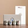 Caja de Regalo Set de Té Kung Fu de Plata de Ley 999 Taza Recta Cuatro Tazas de Té de Lujo Ligero Taza de Té Taza de Degustación de Té