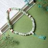 Jade Blanco Natural de Hainan Raíz de Bodhi Mitad Montaña y Mitad Agua Verde Flores Flotantes DIY Cadena de Mano para Hombres y Mujeres Cuerda de Cuentas Budistas