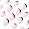Unhas Postiças Estilo Curto Simples Francesa Chanfrada Ondulada Europeia e Americana Patches de Manicure para Unhas Postiças Venda por Atacado Unhas Postiças