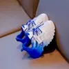 Tênis infantil 2024 novo rede dupla sapatos de papai para meninas tênis de corrida para estudantes meninos sapatos de moda para crianças médias e grandes