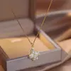Colar Rotativo de Trevo de Quatro Folhas Dongdaemun Coreia do Sul Feminino 2024 Novo Design de Nicho Corrente de Clavícula de Alta Qualidade Luxo Leve