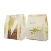 Bolsa de papel Kraft con ventana para hornear hoja verde 450g bolsa para pan de molde rebanado ventana recubierta bolsa de embalaje para pan a prueba de aceite
