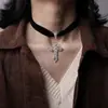 Collar de Cadena de Clavícula con Cinta Cruzada Estilo Gótico Oscuro Ins Europeo y Americano Punk Rock Nicho Y2K Chica Picante Gargantilla