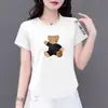 Comercio Exterior Transfronterizo Ropa para Madres de Mediana Edad y Mayores, Camiseta de Manga Corta, Corte Holgado, Adelgazante, Versátil, Top de Cuello Redondo, Camiseta Básica