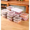 Caixa Transparente para Conservação de Carne Congelada de Geladeira com Tampa para Cebolinha, Gengibre e Alho, Caixa Quadrada de Armazenamento para Classificação, Caixa para Subembalagem de Carne Congelada na Cozinha