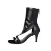 Zapatos de Jazz con Tacón Cuadrado Abiertos de Verano para Mujer Estilo Europeo y Americano Agujeros Calados Zapatos de Baile Jazz con Punta Abierta Talla Grande