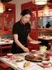 Playeras tipo polo para personal de catering, mismo estilo que los uniformes de Haidilao, ropa de trabajo para restaurante de hot pot, personalización en volumen con impresión de logotipo
