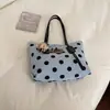 Bolsa de mano artística de lunares transfronteriza, bolso de mano de gran capacidad para el trabajo, bolso de hombro versátil para estudiantes para la clase, bolso de axila para mujer