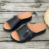 Sandalias de cuña para mujer de talla grande transfronterizas, nuevo modelo de verano 2025, estilo europeo y americano, con hebilla de cinturón, a la moda, ligeras, chanclas populares para mujer
