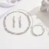 Collar Incrustado de Diamantes Transfronterizo Set de Joyería para Mujer Pendientes Pulsera Joyería Set de Tres Piezas Joyería para Vestido de Novia