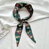Lenço Longo de Seda Verde Branco e Macio para Mulheres, Fita Estreita e Longa, Laço de Cabelo, Decoração de Bolsa, Fita de Lembrança