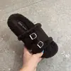 Pantuflas peludas abiertas estilo Birkenstock para mujer con doble tira, colección otoño 2026, para exteriores, suela suave, de una sola tira, pantuflas de algodón