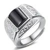 Atmósfera noble dominante anillo de ágata negro dedo índice moda masculina moderna apertura versión ancha anillo de dedo bendición de diamante negro anillo