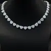 Pulseira Hip Hop Europeia e Americana em Prata Esterlina 925 Conjunto de Pulseiras em Formato de Coração Zircônia Corrente Tennis em Formato de Coração Sensação de Alto Padrão