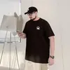 Camiseta Masculina Verão Tendência Tamanho Plus Size Algodão Puro Solta Oversized Manga Curta Gola Redonda Pulôver Estampada
