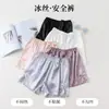 Pantalones de Seda con Encaje, Estilo Coreano, Lazo, Anti-Exposición, Nuevos, Shorts Casuales para el Hogar, Leggings Transpirables para Mujer