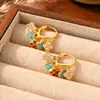 Brincos de Franja de Trevo de Quatro Folhas Multicor da Moda para Mulheres com um Toque de Luxo, Brincos com Design de Elemento Dopamina de Luxo Leve