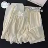 Pijama feminino estilo francês para primavera e outono, gola quadrada de renda, mangas longas soltas, calça longa, bojos fixos, conjunto de casa de alta qualidade