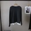 [Bizheng] 2025 Nova Coleção Outono/Inverno Estilo Coreano Costura Cor Contrastante Lã Casual Versátil Camiseta de Manga Longa Base para Mulheres 5676