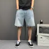 Shorts de Mezclilla Modernos y Elegantes con Abalorios de Pedrería para Hombre, Pantalones de Cinco Puntos Holgados, Nuevos Shorts de Longitud Media para Hombre Verano 2026