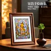 Caixa de thangka pintada à mão com folha de prata, decoração de mesa tipo caixa gau, divindades da riqueza amarelas e pretas, estátua de Buda, ornamentos nepaleses de Manjushri e Tara Verde