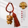 Llavero de Coche Colgante Tallado en Madera Dorada de los Doce Signos del Zodiaco Colgante Creativo Hecho a Mano DIY con Borla para Bolso del Zodiaco