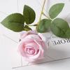 Flor de vellón de rosa de simulación, flor artificial única, flor falsa, regalo para amantes de la boda, decoración para sala de estar, dormitorio, ramo de boda