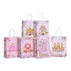 Bolsa de Papel Kraft con Forma de Castillo de Princesa de Ensueño Transfronteriza, Bolsa de Mano Rosa Romántica para Regalo, Bolsa para Souvenir de Flores