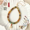 Corrente de Celular com Contas Bodhi Multifacetadas Semelhantes a Jade, Pulseira Exquisita de Lírio-do-Vale de Nicho, Joia Pingente com Cordão Antiperda para Mulheres