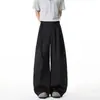 Calça Casual de Dobra Curva com Cinto Duplo Estilo Old Money para Homens, Marca Tendência Plus Size, Calça Longa Casual Plissada com Caimento