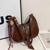 Bolsa Pequena Retrô de Textura Premium Feminina 2024 Nova Outono e Inverno Versátil Bolsa Transversal Super Popular Bolsa de Ombro/Axila