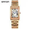 Reloj de Pareja Sanda Live Hot Reloj Cuadrado Vintage de Cuarzo Resistente al Agua Escala Romana Relojes para Hombre y Mujer
