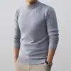 9 Colores DisponiblesSuéter para Hombre 2025 Otoño/Invierno Nuevo Estilo Cuello Alto Medio Color Sólido Casual Capa Base Ropa de Punto para Hombre