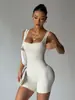 Conjunto de Ropa de Yoga Todo en Uno Transfronterizo, Mono Corto Seamless de Alta Elasticidad, Ropa de Fitness de Secado Rápido para Exteriores sin Mangas de Canalé