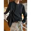 Camiseta Retro Americana de Manga Larga con Cuello Henley para Hombre Otoño Sensación Perezosa Relajada Sudadera con Capucha Corte Limpio Capa Interior Capa Base