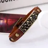 Accesorios de Moda Transfronterizos Más Vendidos Pulsera Decorativa de Calavera Geométrica Densa Exagerada Pulsera Versátil Ajustable de Piel de Vaca