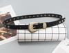 Elegante cinturón delgado de remaches plateados con hebilla de pasador para combinar con todo, cinturón para jeans de mujer, accesorios estrechos decorativos para vestido, moda