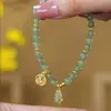 Pulseira de Cabacinha Estilo Novo para Mulheres Pulseira Fu Lu de Jade Sintético Ho Tian para Mulheres Design de Nicho de Luxo Leve para Presente de Aniversário de Namorada para Mulheres