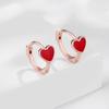 Brincos de Prata Esterlina 925 com Esmalte em Formato de Coração Dourado Rosa Ins Elegante Fivela de Orelha para Piercing Joias de Prata Atacado